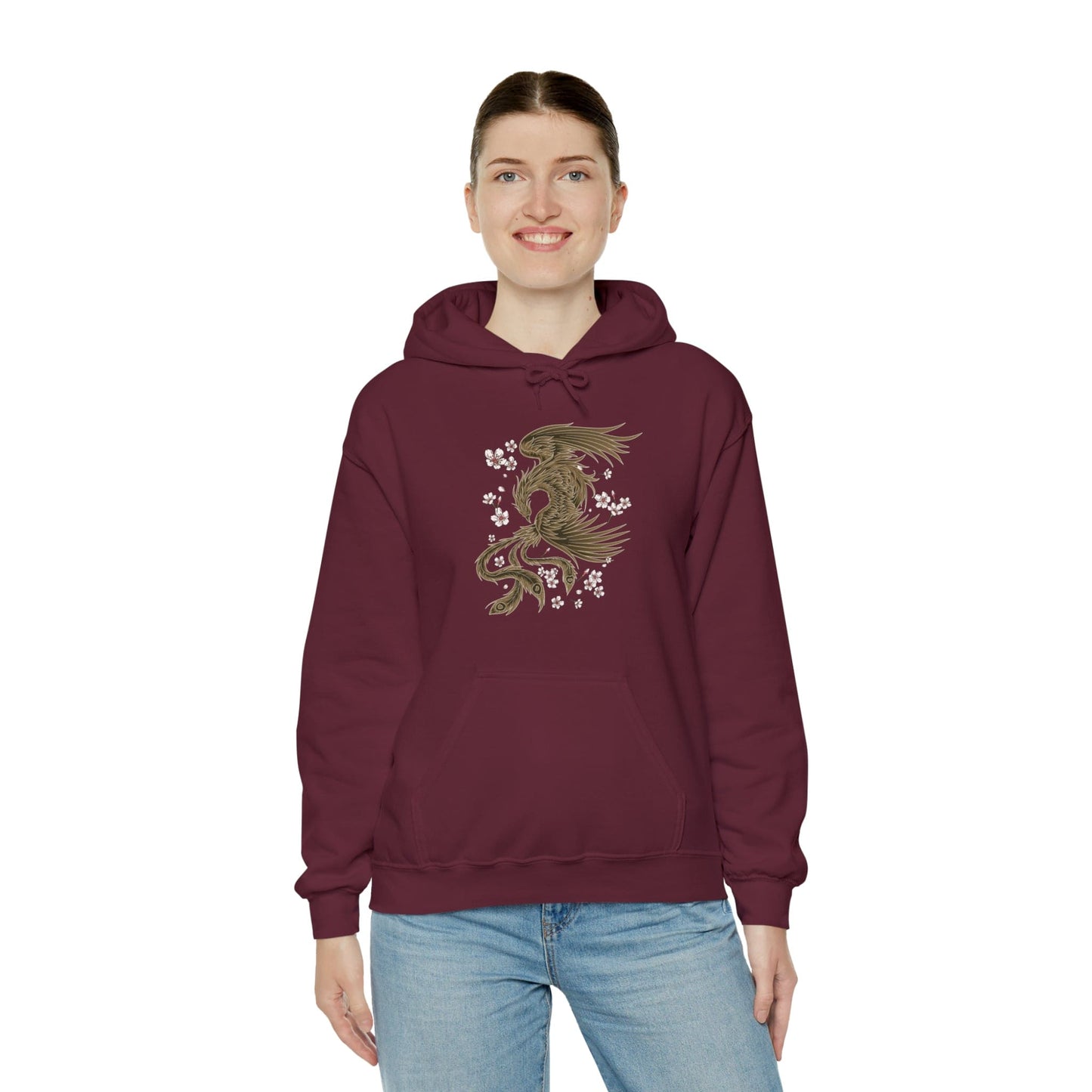 Fiery Phoenix In The Sakura Sky Unisex Hoodie