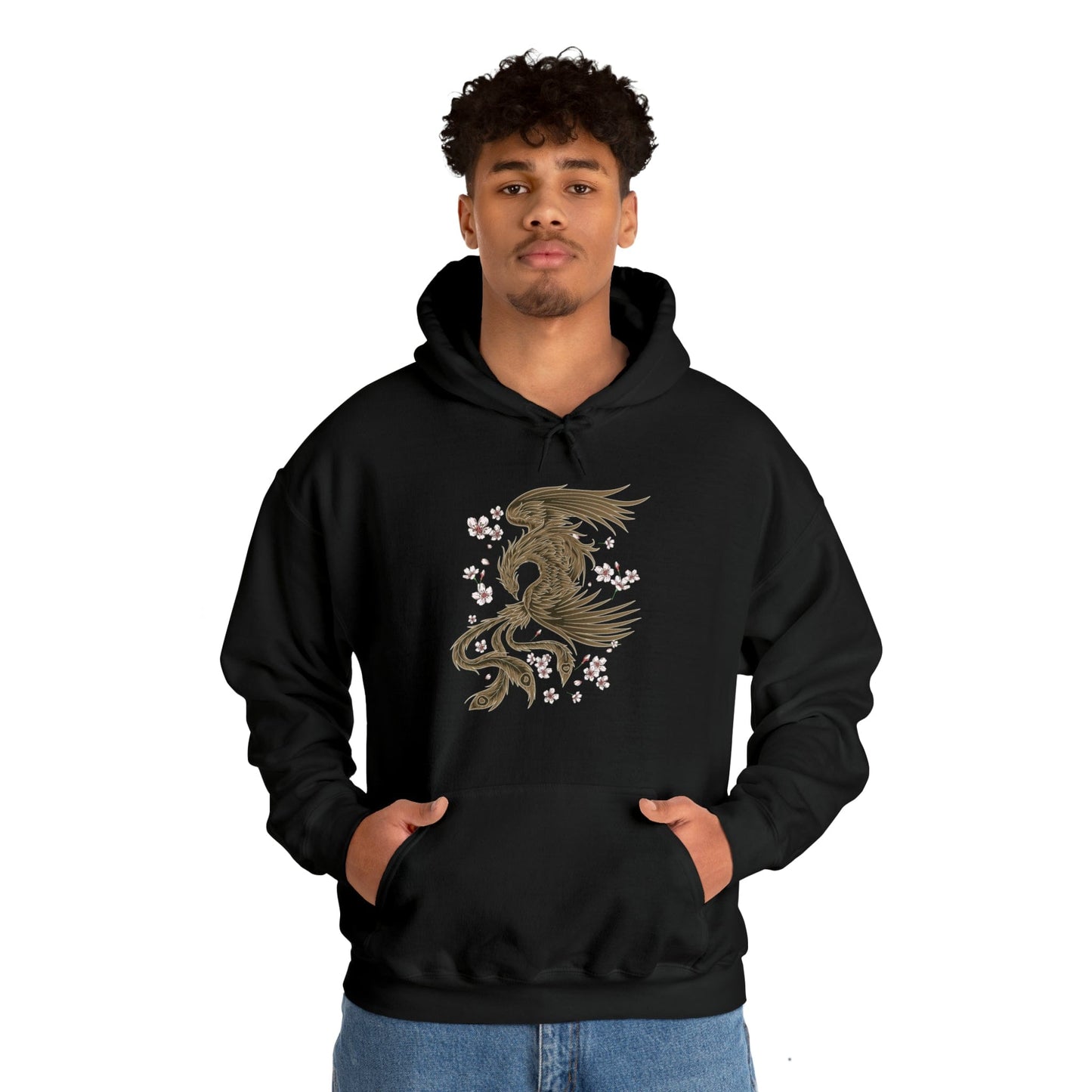 Fiery Phoenix In The Sakura Sky Unisex Hoodie