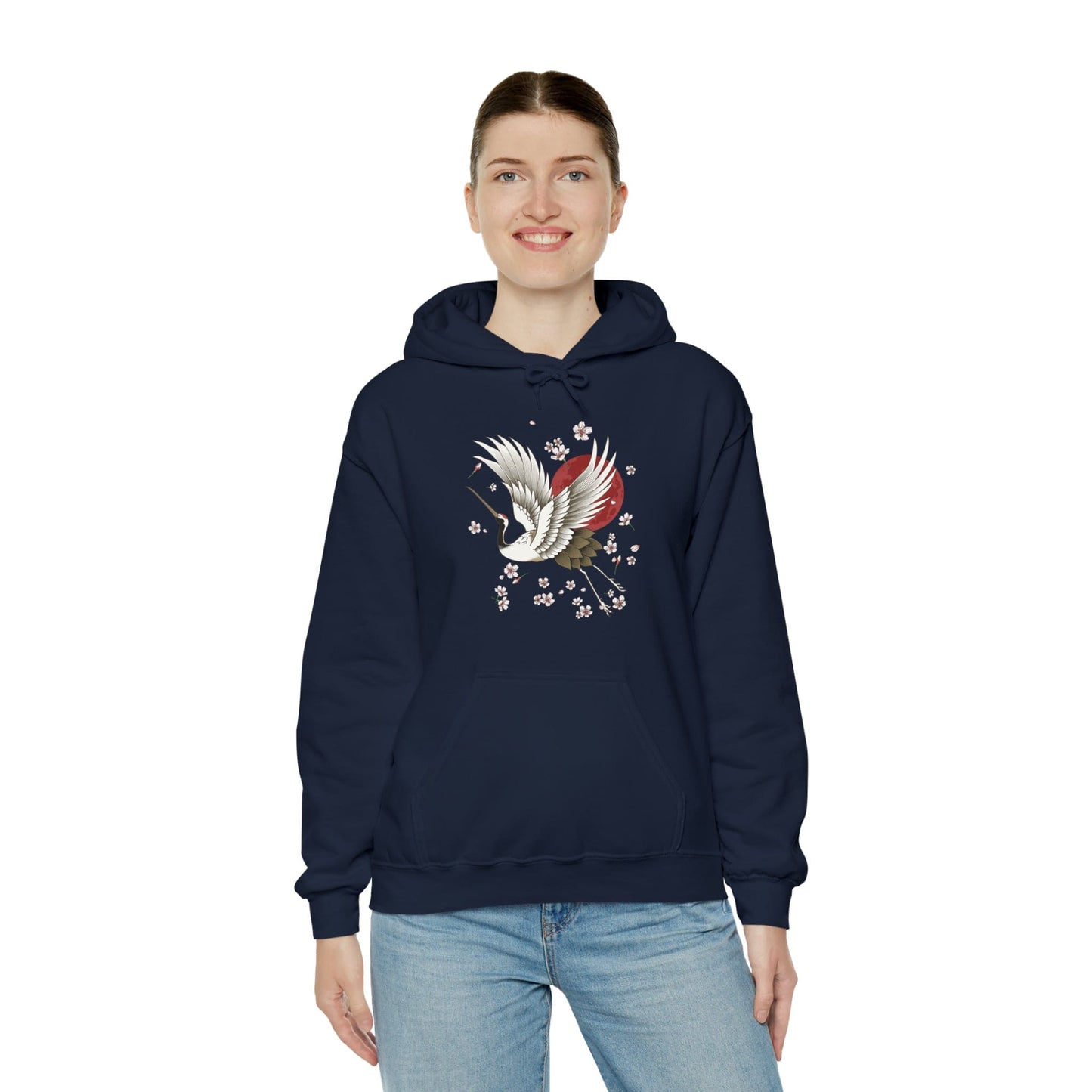 Sakura Graceful Crane Unisex Hoodie