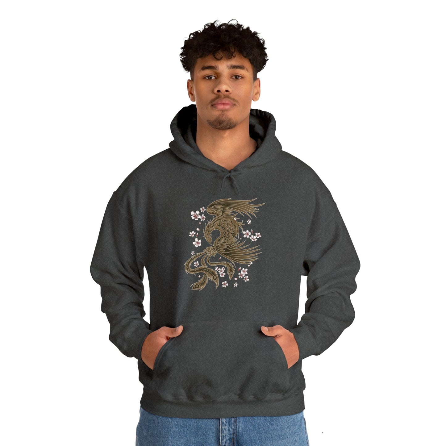 Fiery Phoenix In The Sakura Sky Unisex Hoodie