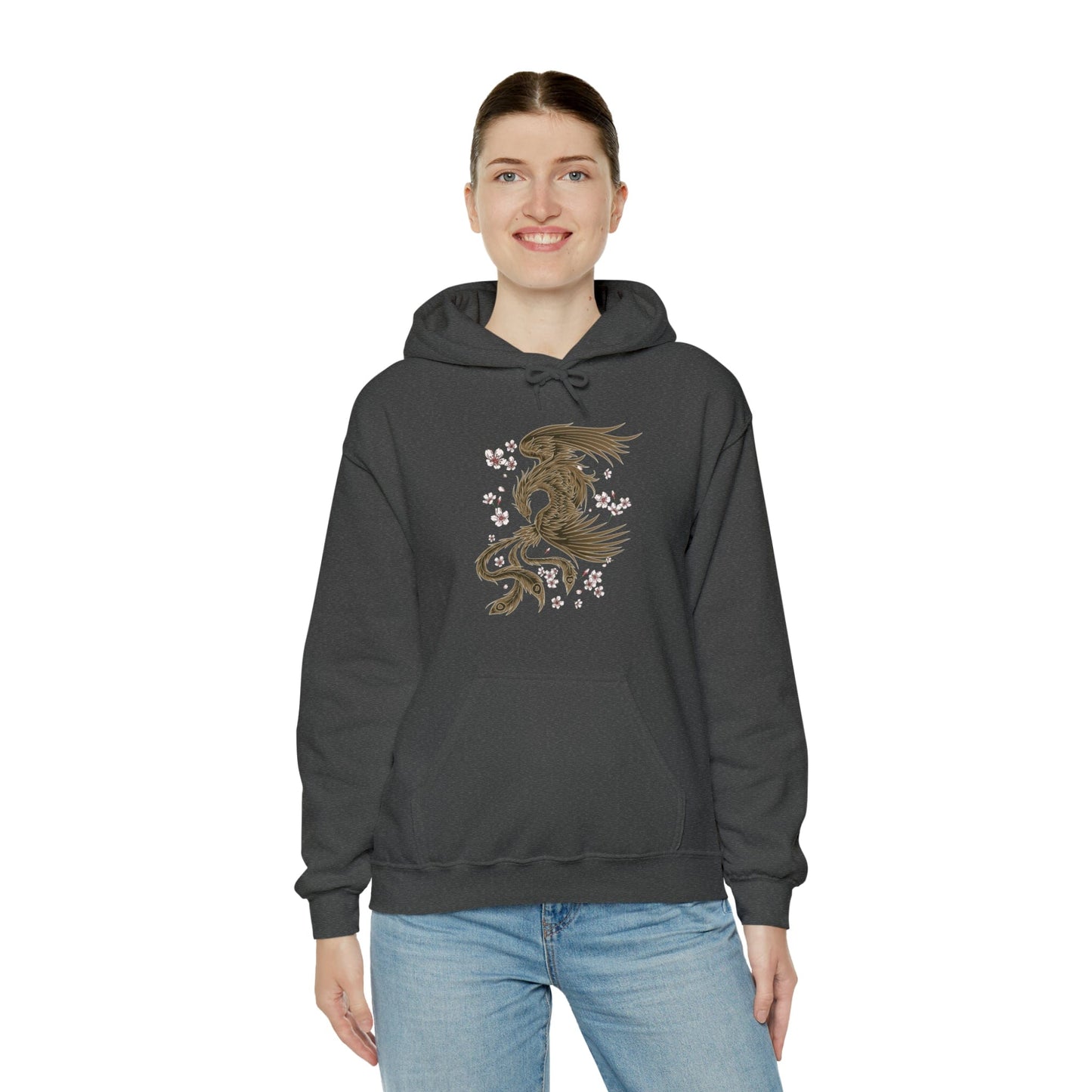 Fiery Phoenix In The Sakura Sky Unisex Hoodie