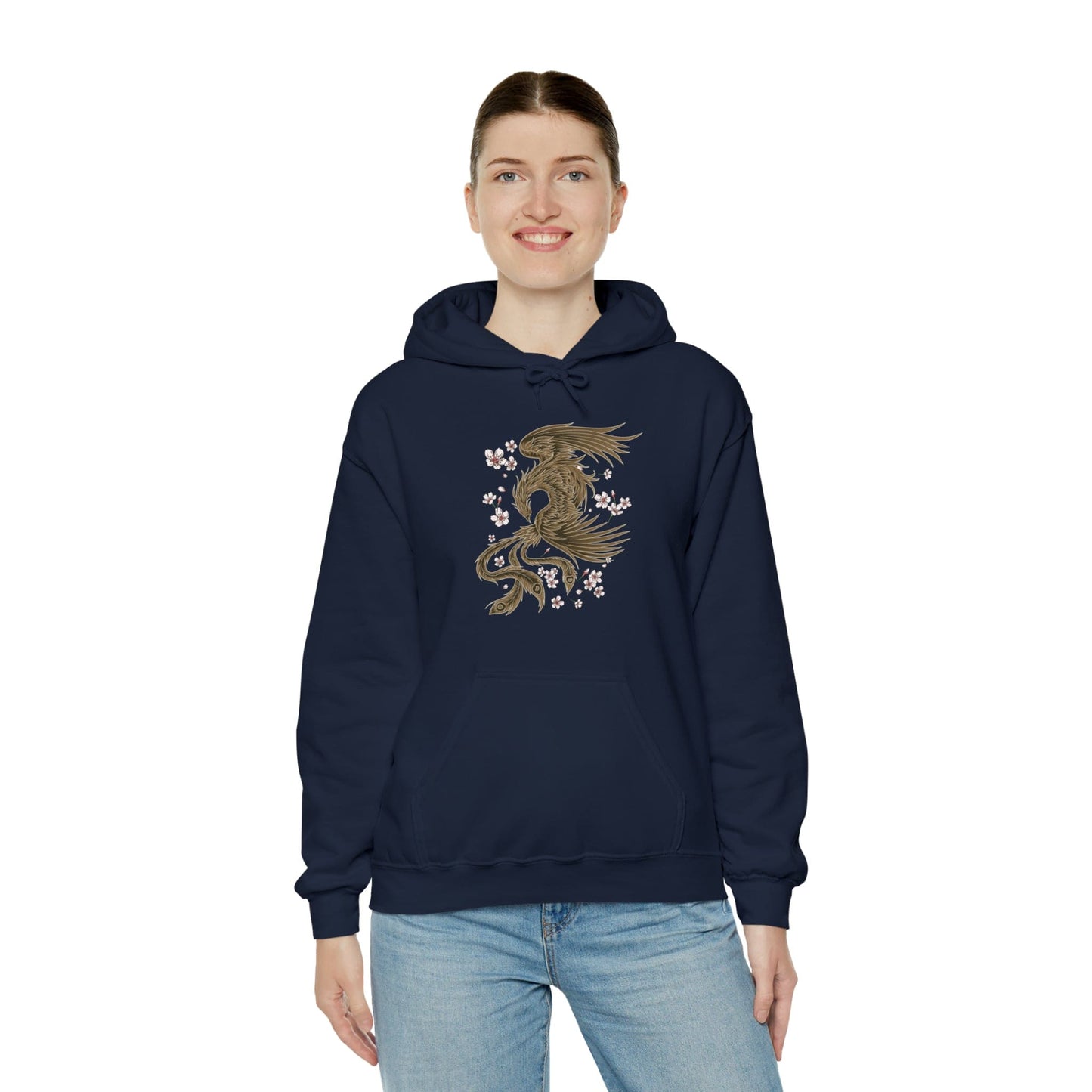 Fiery Phoenix In The Sakura Sky Unisex Hoodie