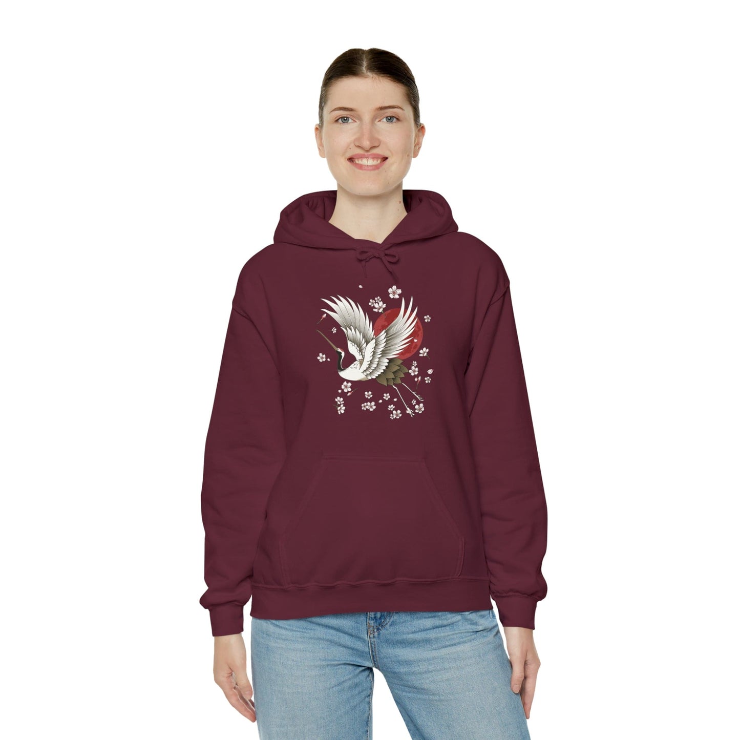 Sakura Graceful Crane Unisex Hoodie