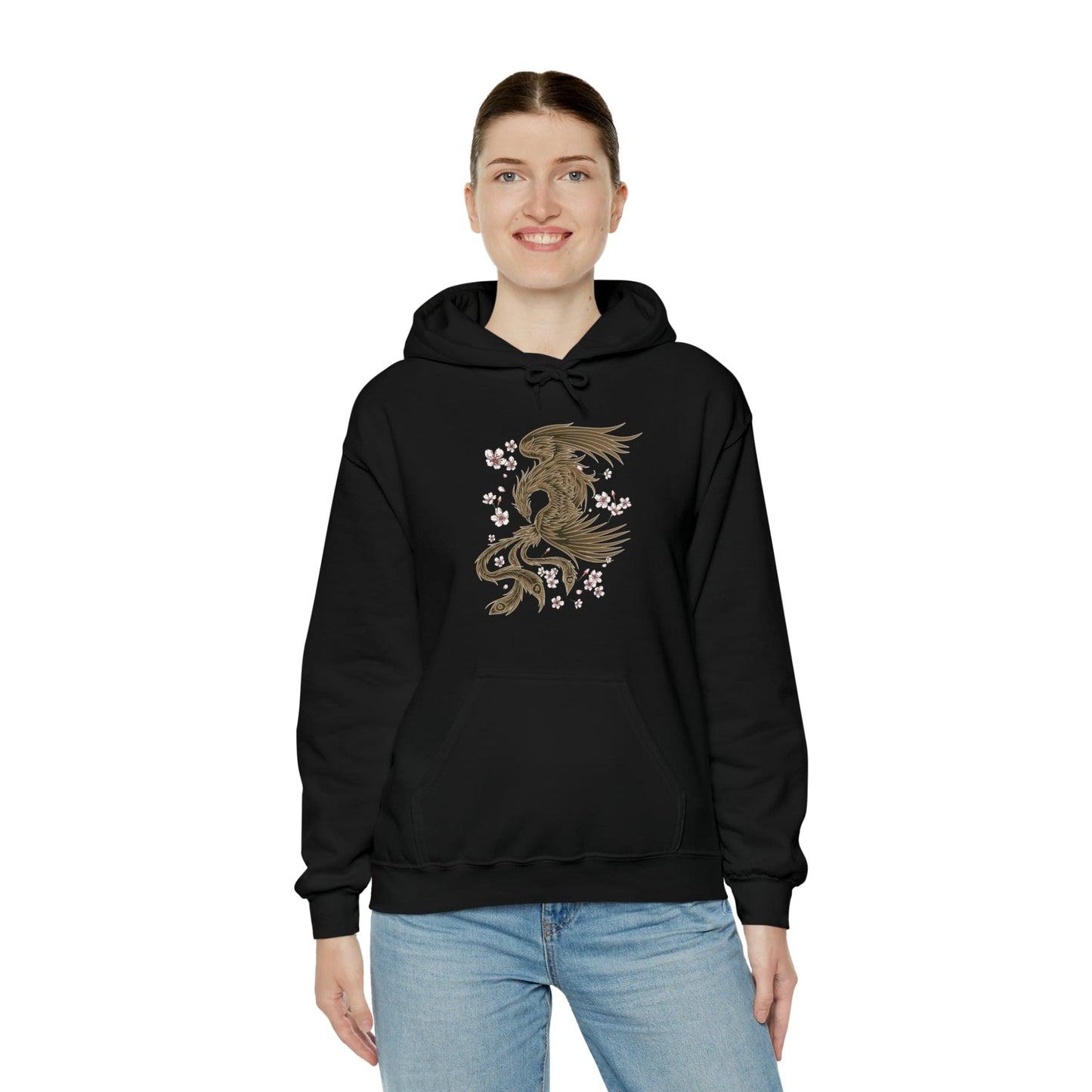 Fiery Phoenix In The Sakura Sky Unisex Hoodie