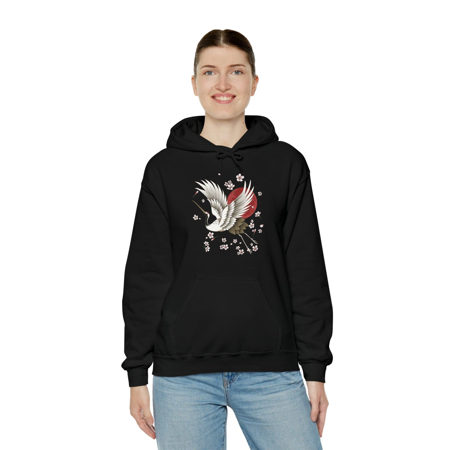 Sakura Graceful Crane Unisex Hoodie