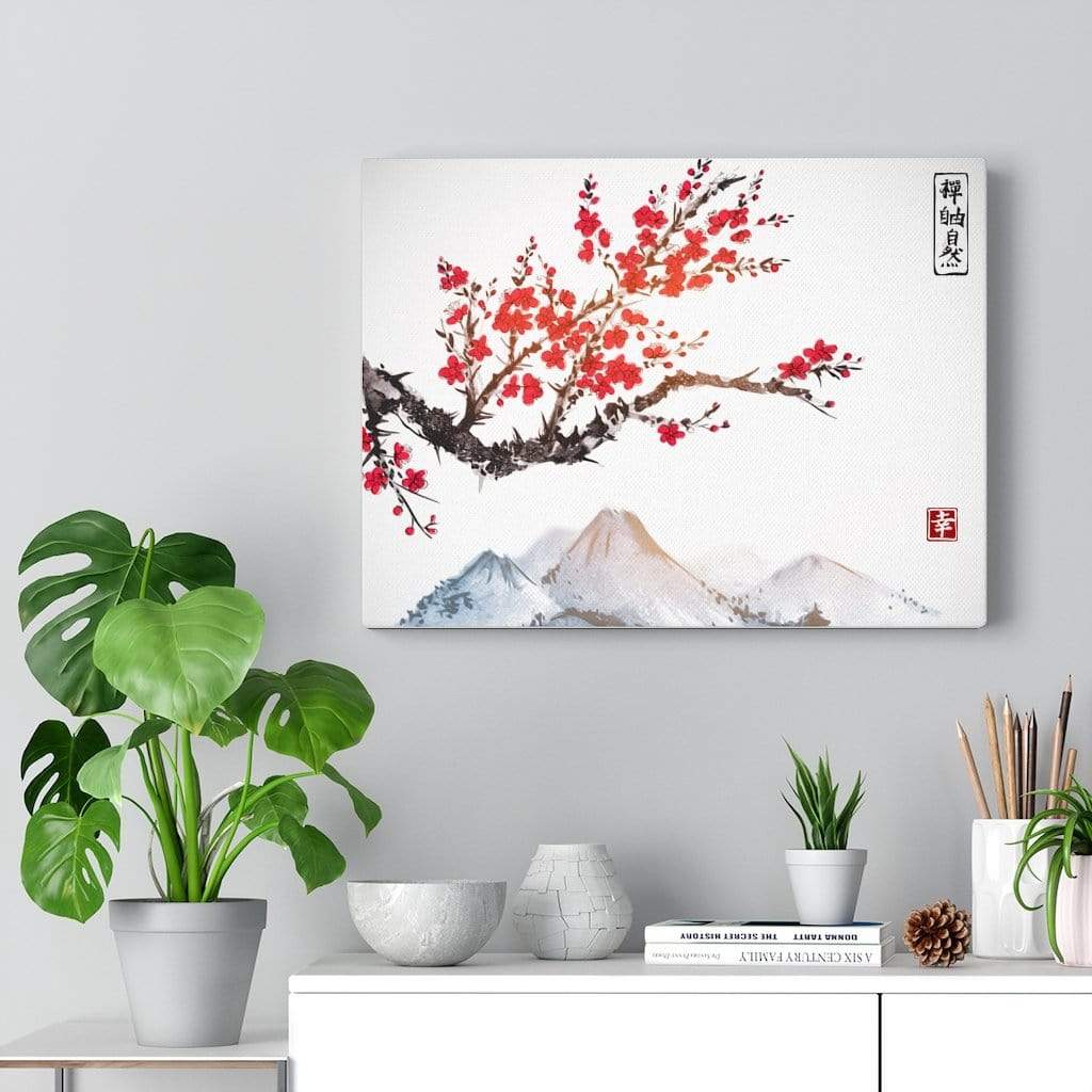 The Cherry Blossom Blooms Over Fuji (Premium Canvas Art w/ 1.25" Depth Frame Ready To Hang)