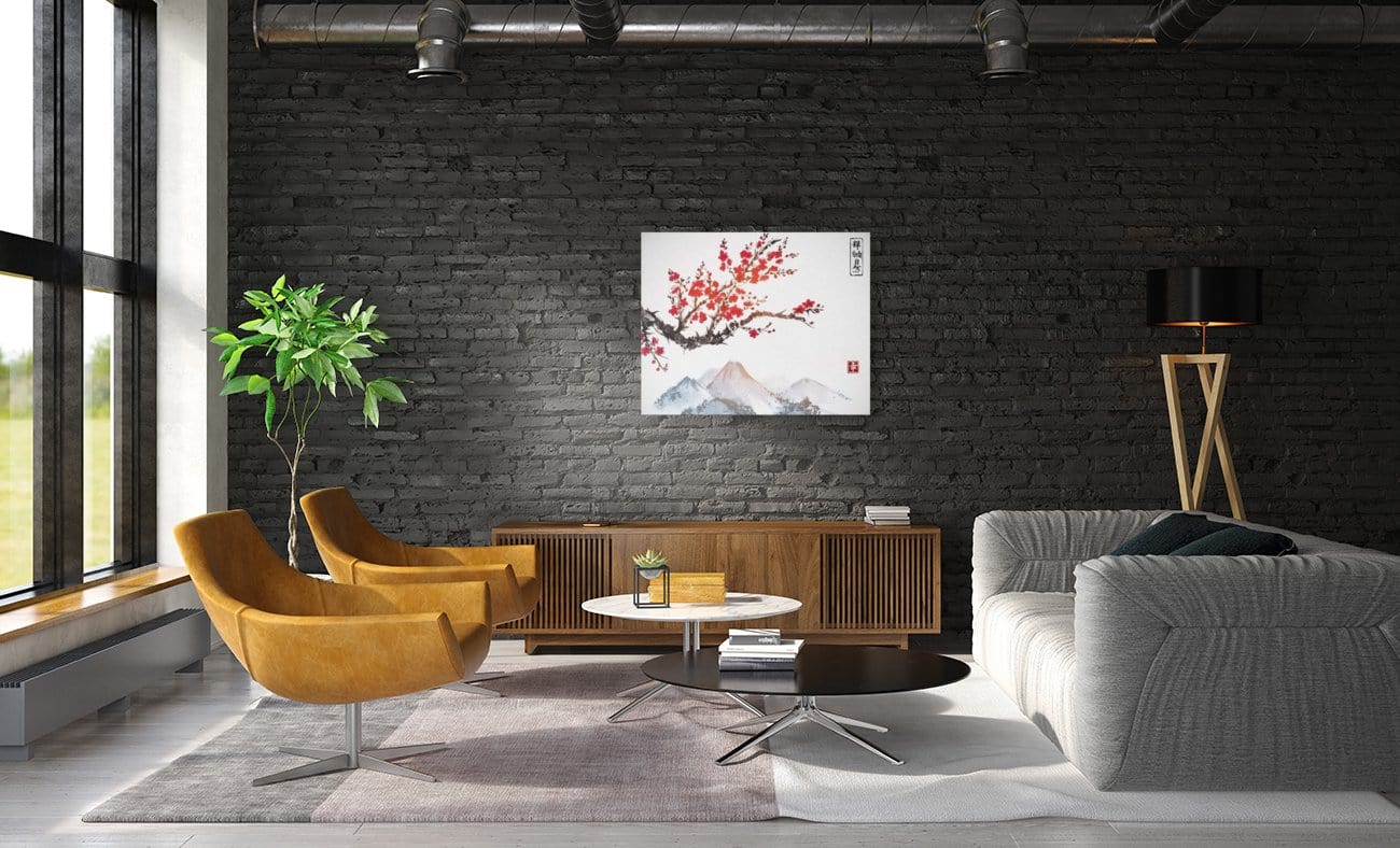 The Cherry Blossom Blooms Over Fuji (Premium Canvas Art w/ 1.25" Depth Frame Ready To Hang)