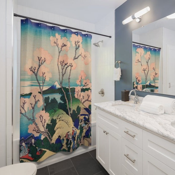 Cherry Blossom Hill Artisan Shower Curtain