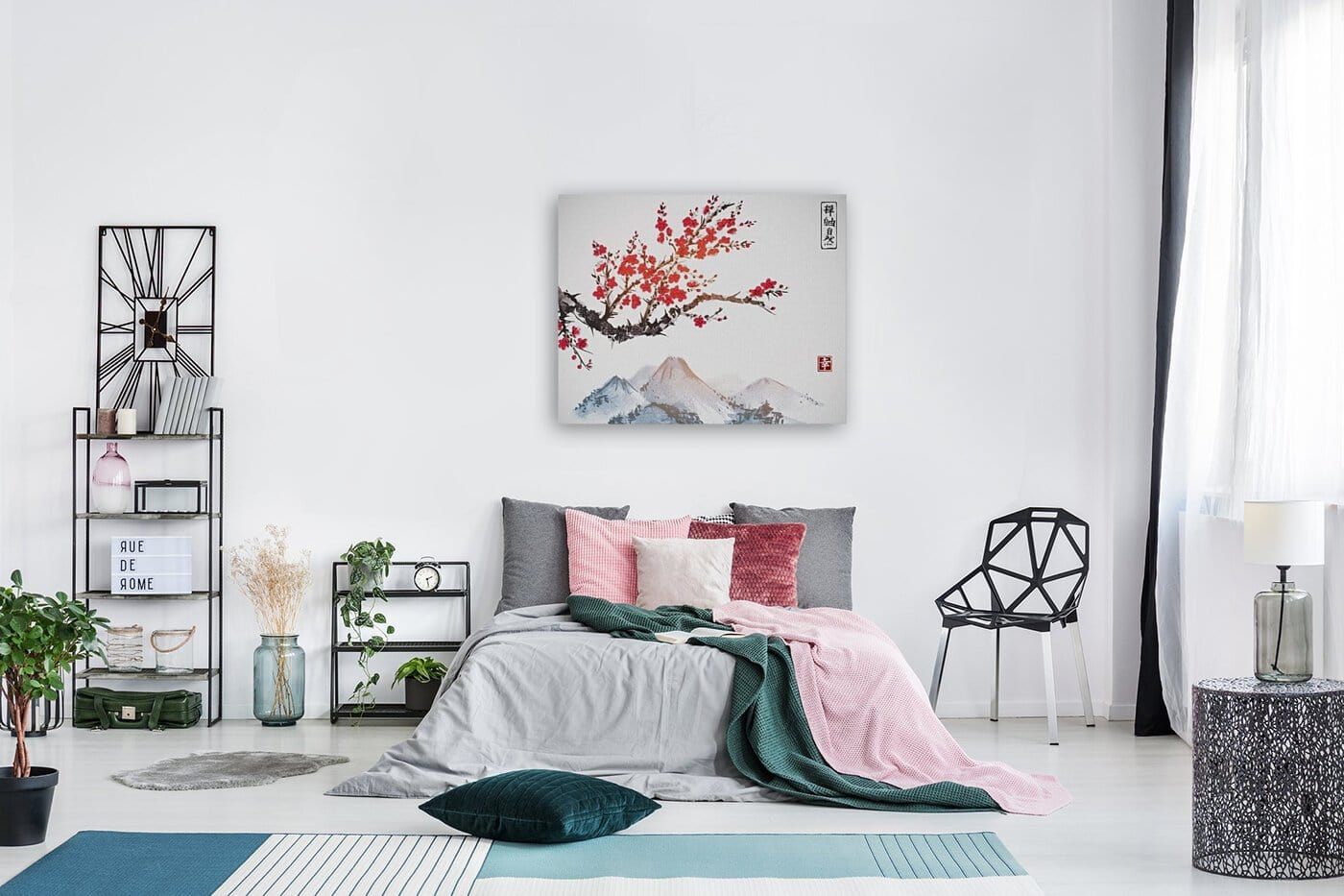The Cherry Blossom Blooms Over Fuji (Premium Canvas Art w/ 1.25" Depth Frame Ready To Hang)