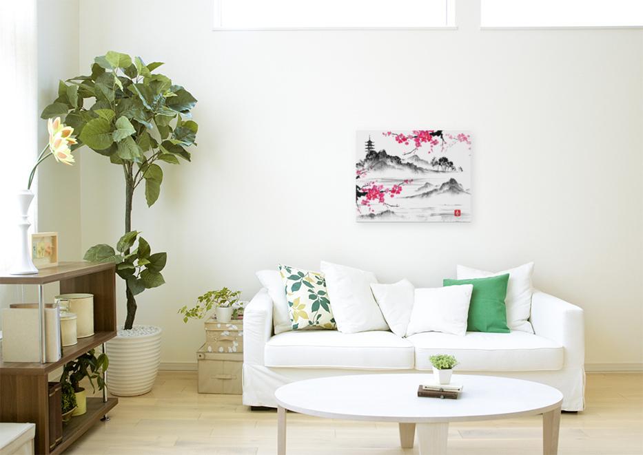 Sakura Classical Lake (Premium Canvas Art w/ 1.25" Depth Frame Ready To Hang)