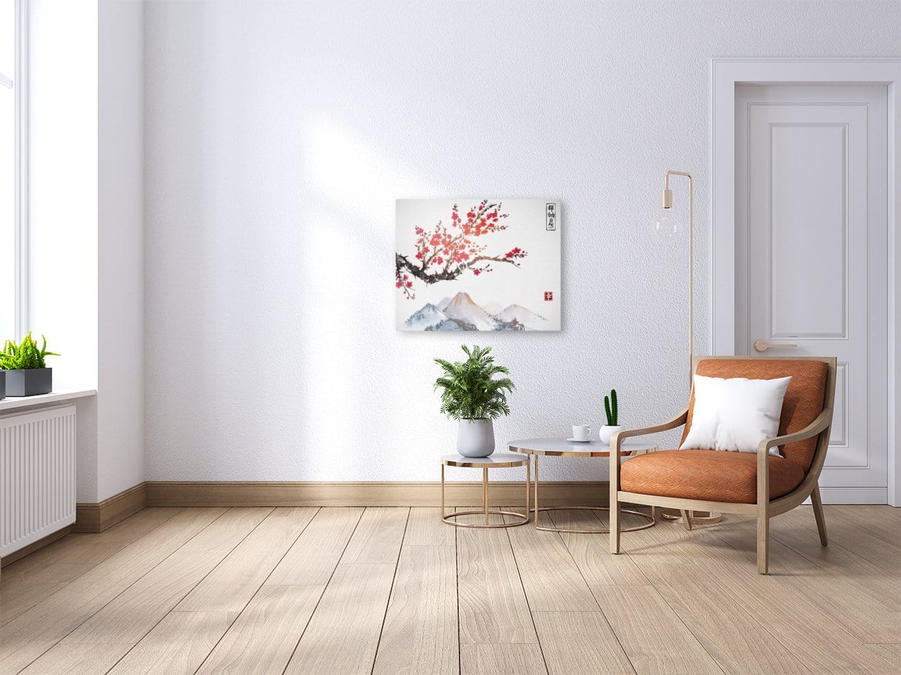 The Cherry Blossom Blooms Over Fuji (Premium Canvas Art w/ 1.25" Depth Frame Ready To Hang)