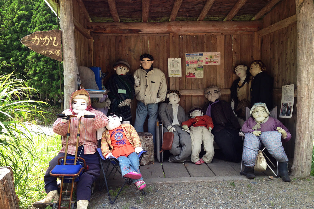 Old Rural Japanese Town Populated With Scarecrows