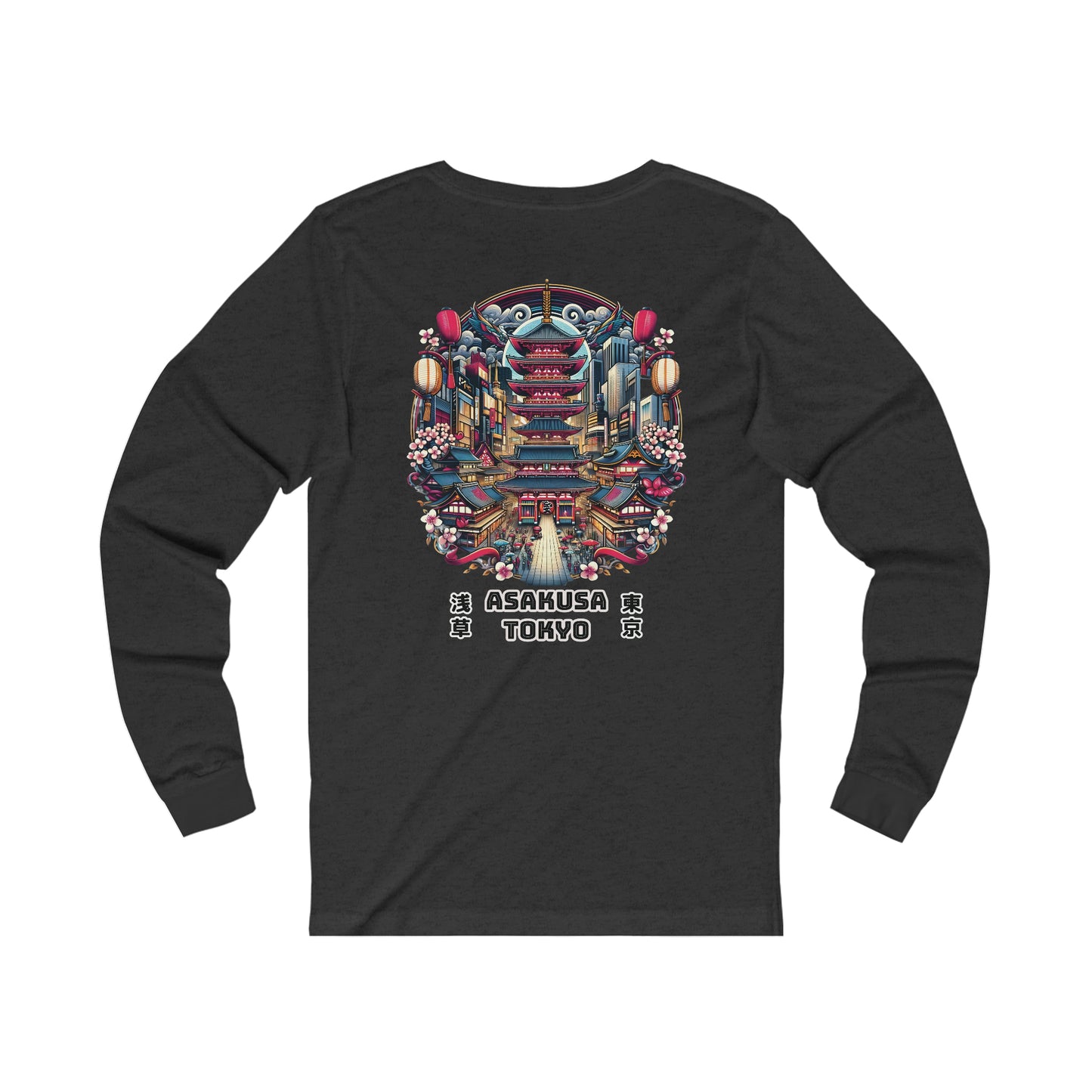 Asakusa Under The Sakura Unisex Long Sleeve Tee (Back Print)