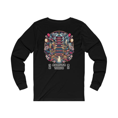 Asakusa Under The Sakura Unisex Long Sleeve Tee (Back Print)