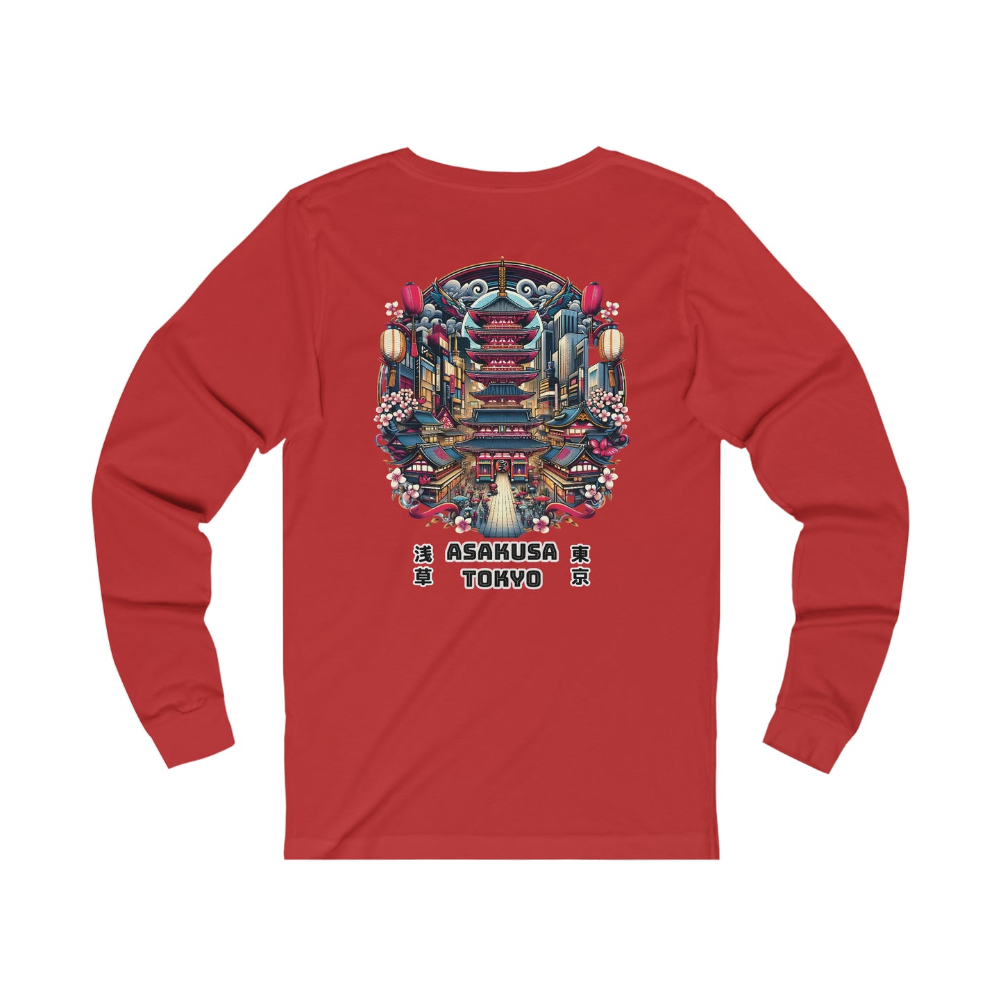 Asakusa Under The Sakura Unisex Long Sleeve Tee (Back Print)