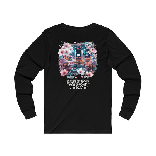 Shibuya Under The Sakura Unisex Long Sleeve Tee (Back Print)