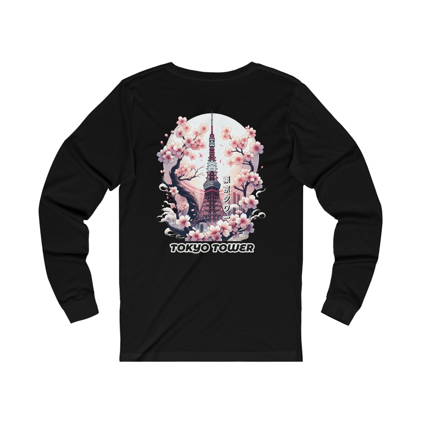 Tokyo Tower Under The Sakura Unisex Long Sleeve Tee (Back Print)