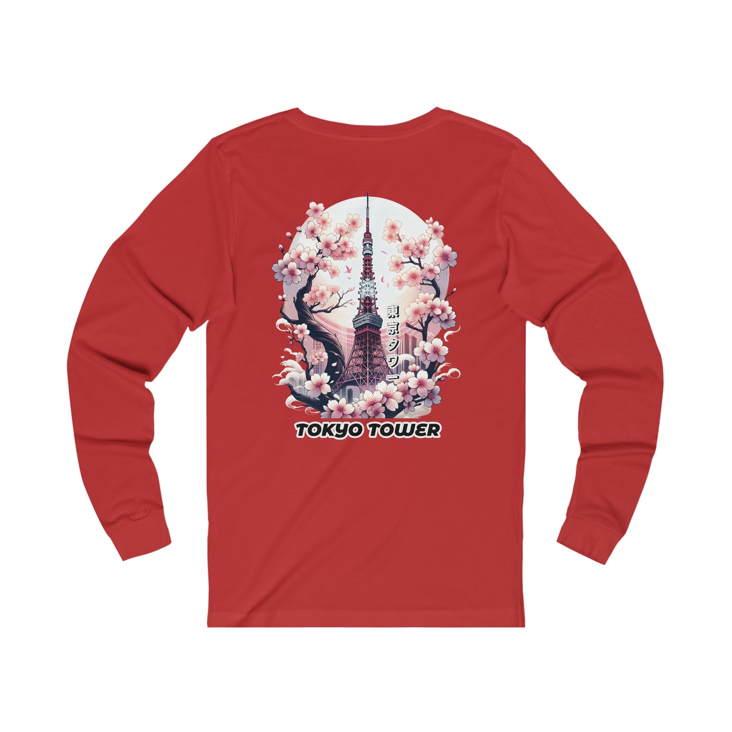 Tokyo Tower Under The Sakura Unisex Long Sleeve Tee (Back Print)