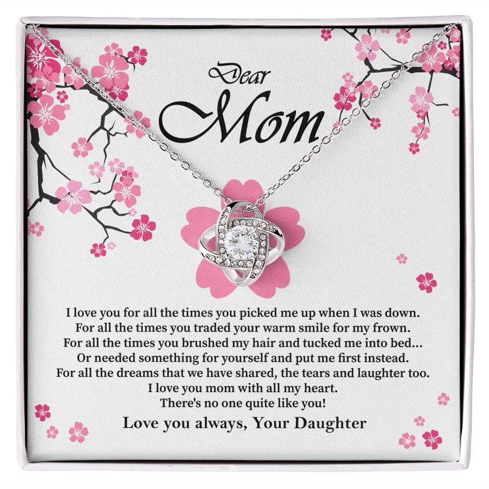 Cherry Blossoms In Bloom - Love Knot Necklace (To Mom From Daughter)