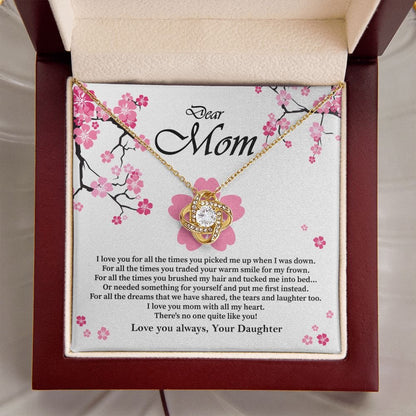 Cherry Blossoms In Bloom - Love Knot Necklace (To Mom From Daughter)