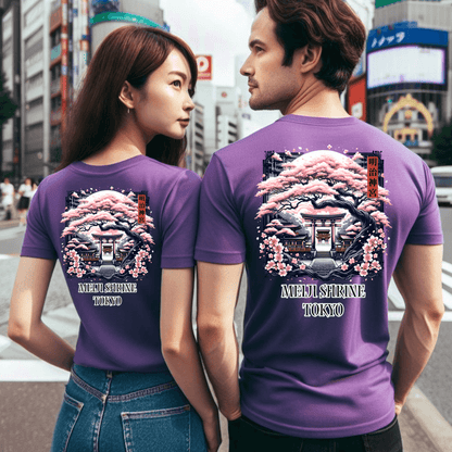 Meiji Shrine Under The Sakura Unisex Tee (Back Print)