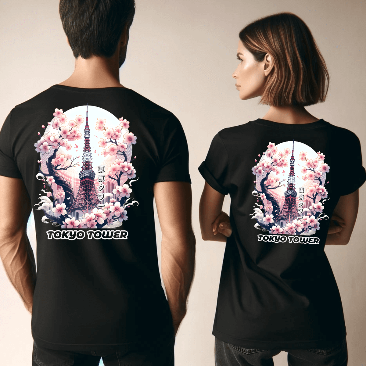 Tokyo Tower Under The Sakura Unisex Tee (Back Print)