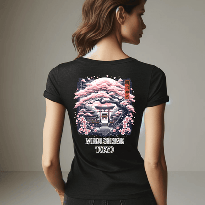 Meiji Shrine Under The Sakura Unisex Tee (Back Print)