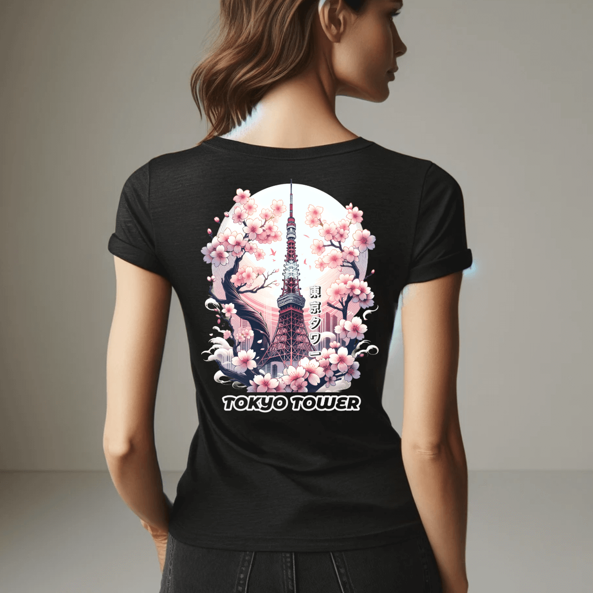 Tokyo Tower Under The Sakura Unisex Tee (Back Print)