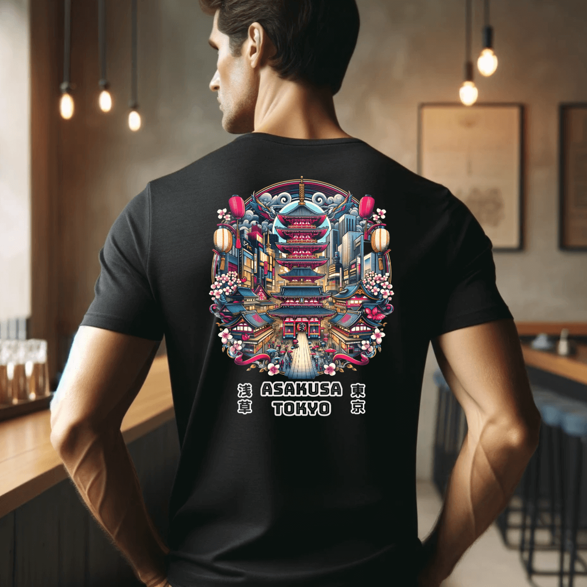 Asakusa Under The Sakura Unisex Tee (Back Print)