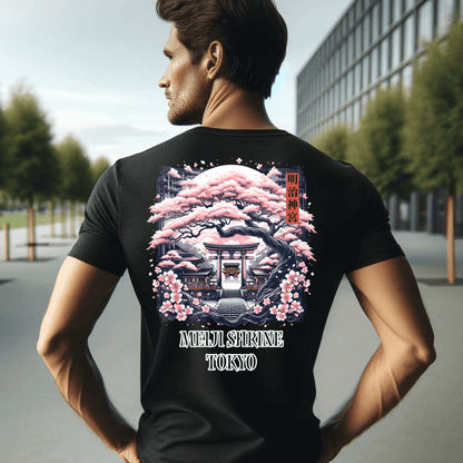 Meiji Shrine Under The Sakura Unisex Tee (Back Print)