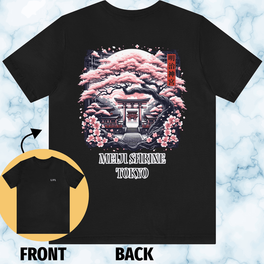 Meiji Shrine Under The Sakura Unisex Tee (Back Print)