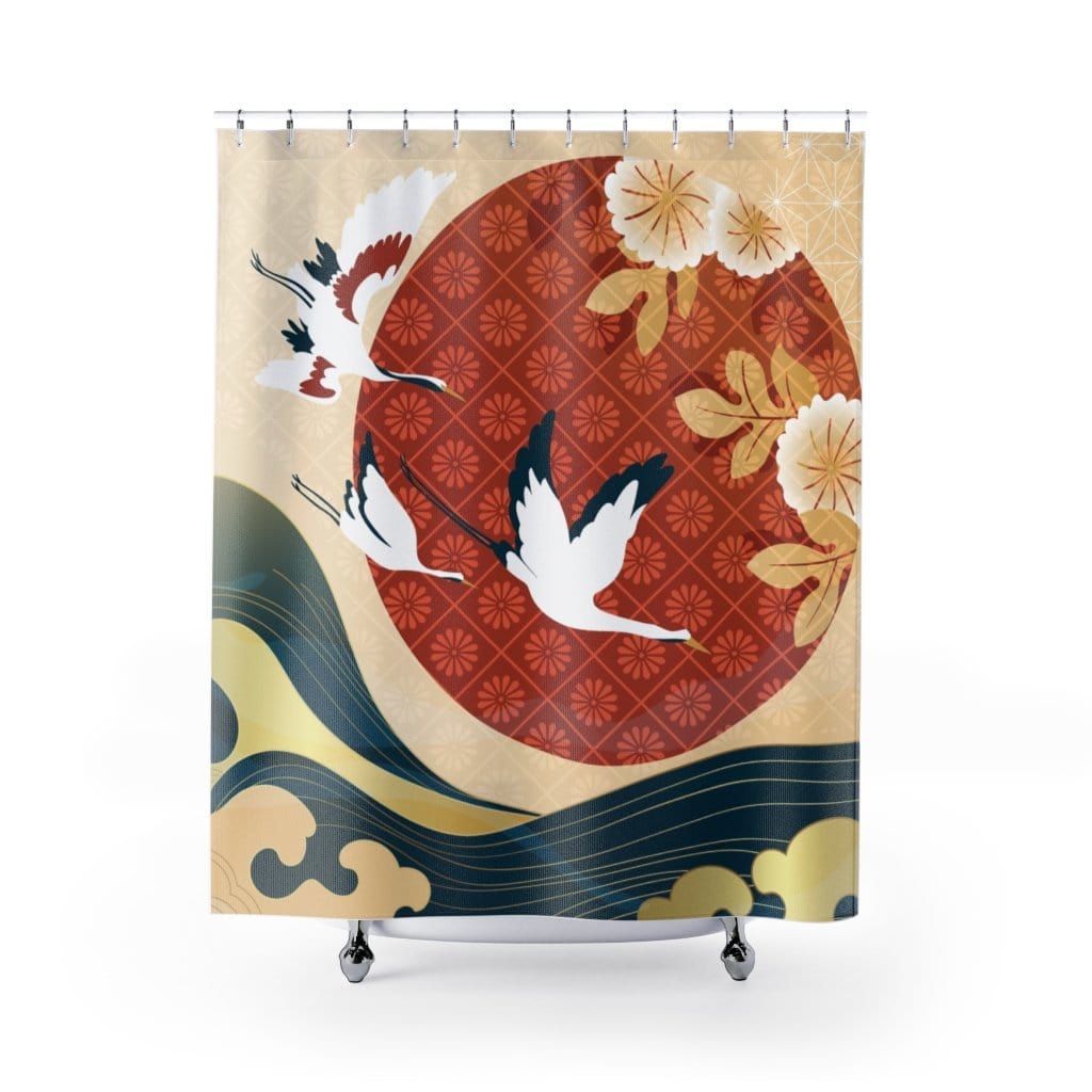 Majestic Cranes Over The Sunset Artisan Shower Curtain