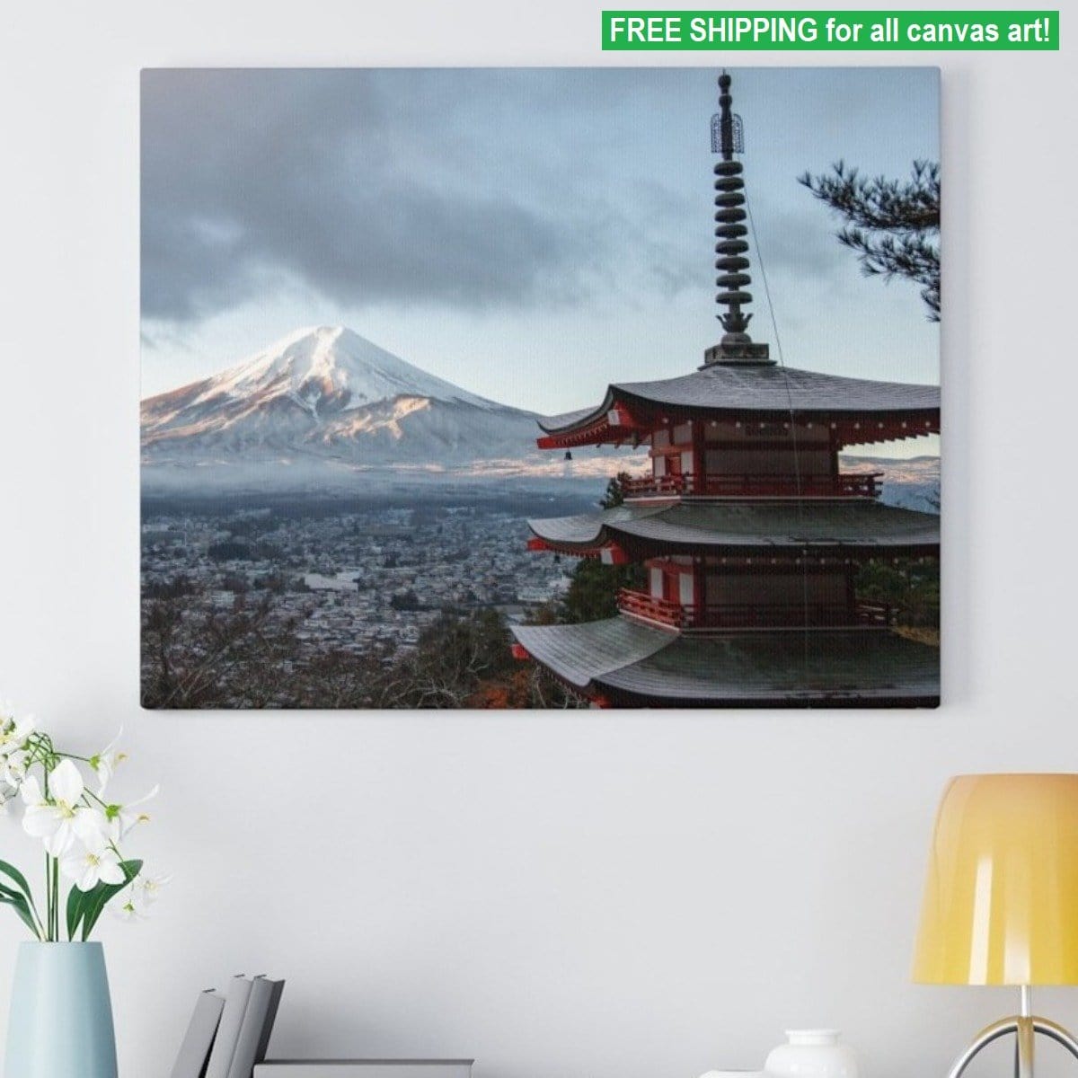 Mt Fuji Enchanted Winter (Premium Canvas Art w/ 1.25" Depth Frame Ready To Hang)