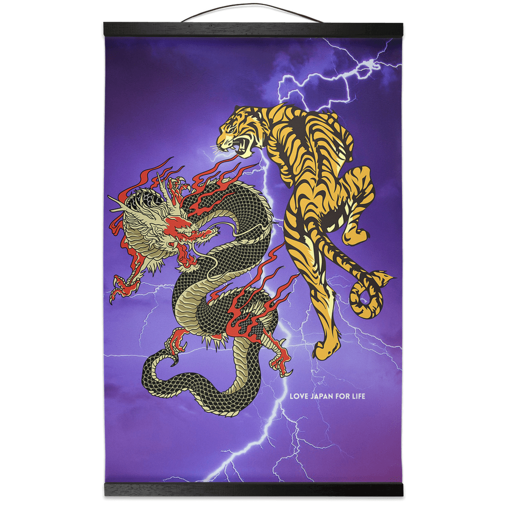 Dragon VS Tiger Hanging Canvas Scroll