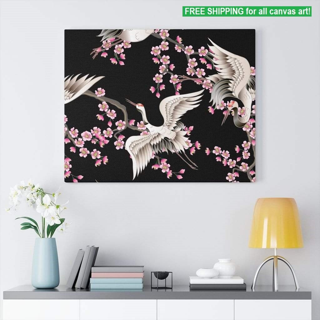 The Crane's Grace (Premium Canvas Art w/ 1.25" Depth Frame Ready To Hang)