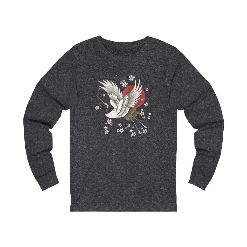 Sakura Graceful Crane Unisex Long Sleeve Tee