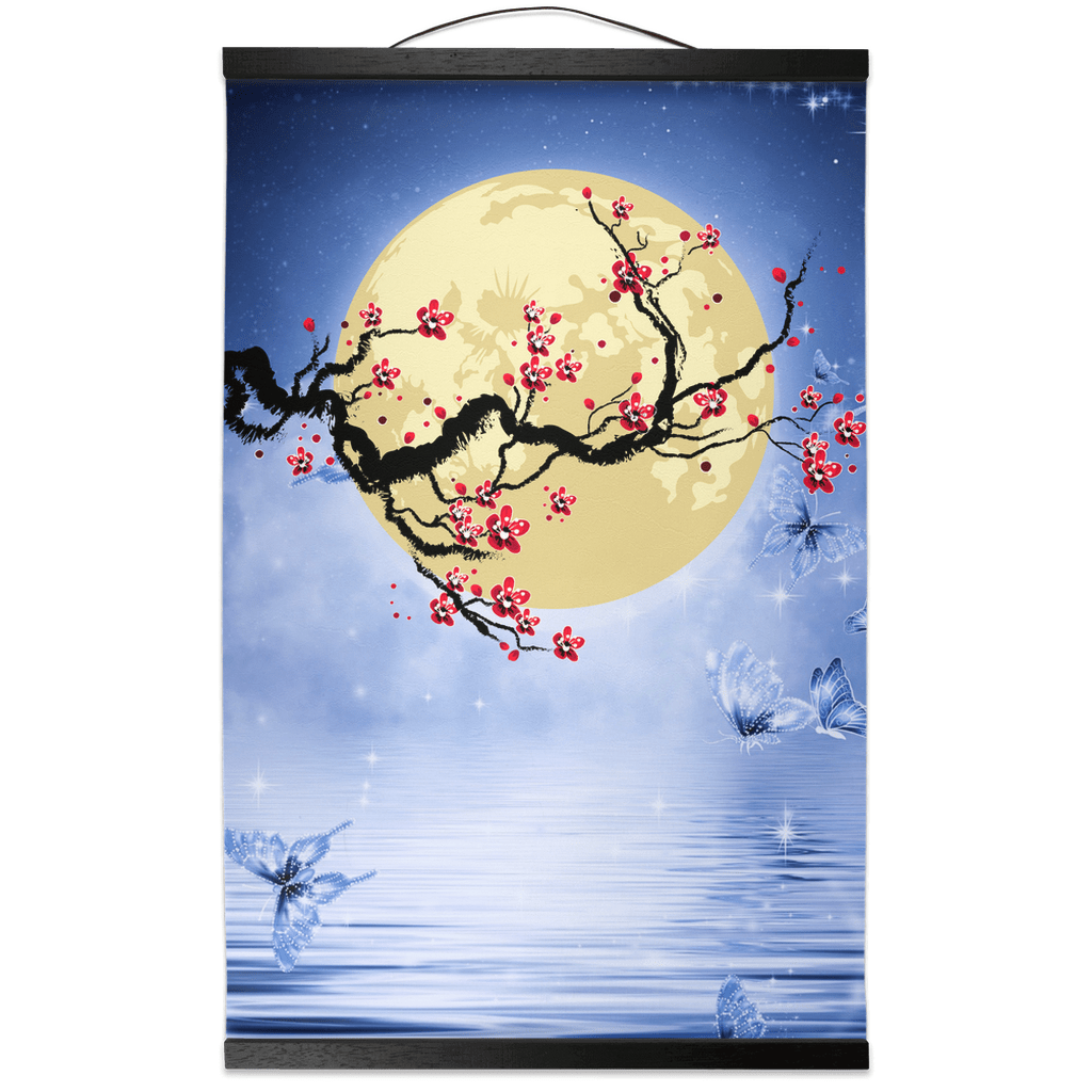 Hanami In The Sakura Twilight Hanging Canvas Scroll