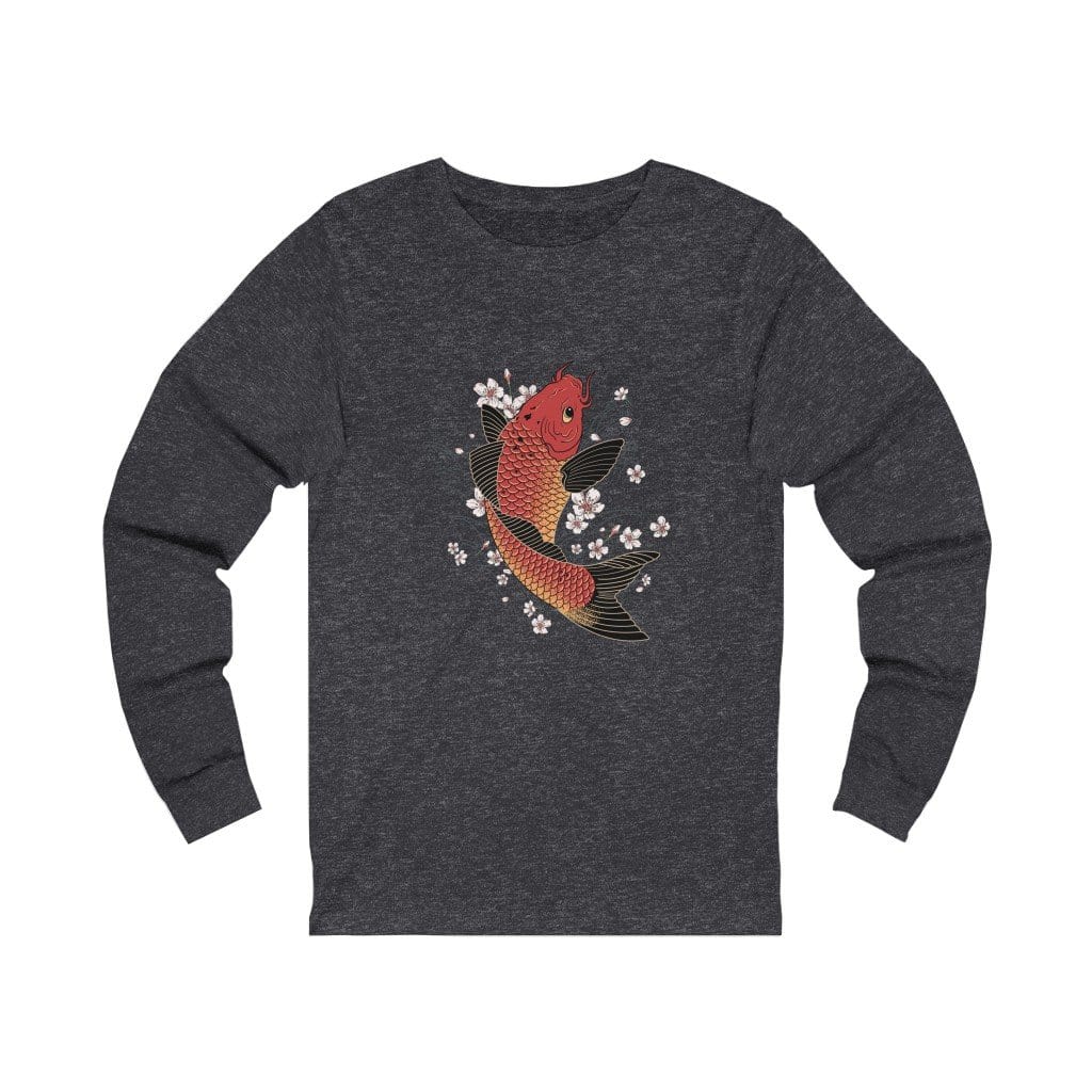 Prosperous Koi In The Sakura Pond Unisex Long Sleeve Tee